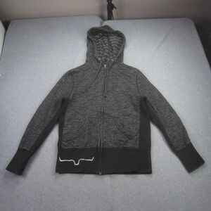 Kimes Ranch Jacket Womens Medium Black Space Dye Full Zip Hoodie Horn Logo‎ Slim